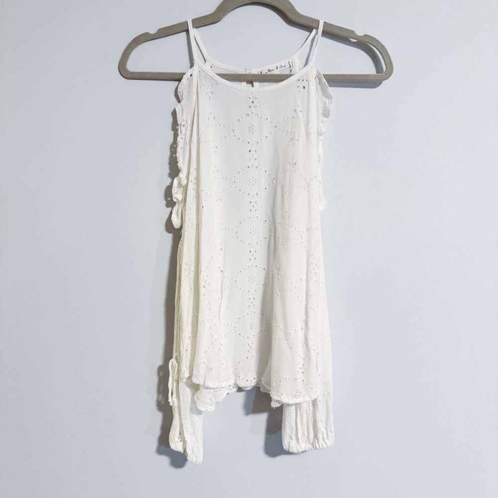 Willow and Clay - Eyelet Cold Shoulder Long Sleeve Top